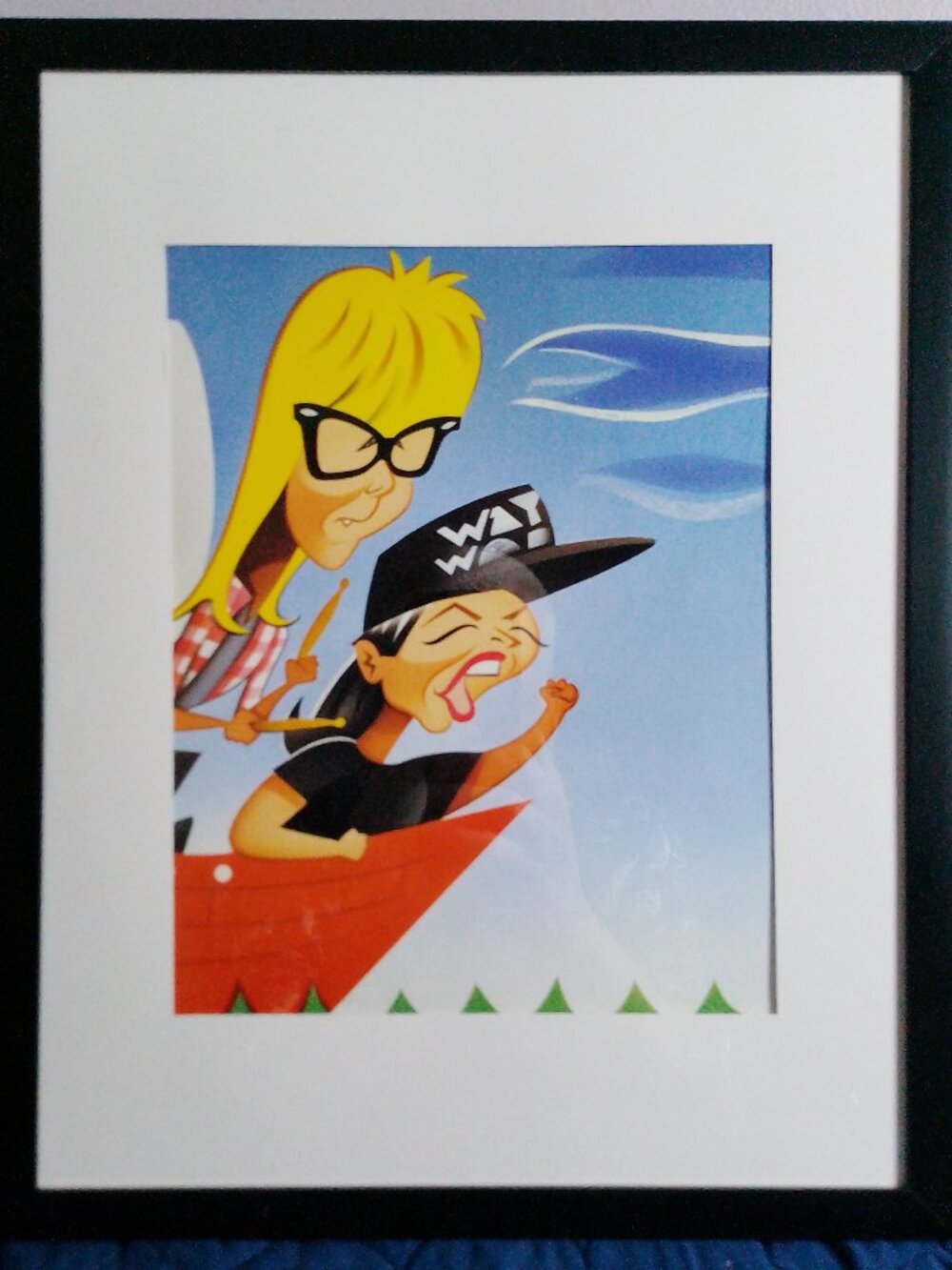 12"x14" caricature of Wayne's World by Risko